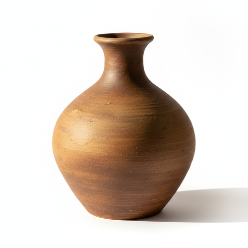 Handcrafted earthen terracotta vase with rustic matte texture