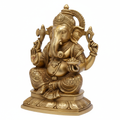 Beautifully handcrafted brass Ganesha idol with intricate traditional detailing and warm golden finish